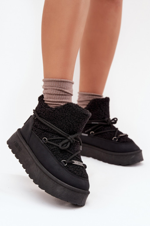 sniega apavi  ar platformu ar kažokādu Typu Baranek Big Star SS274109 Melns sniega apavi  ar platformu ar kažokādu Typu Baranek Big Star SS274109 Melns