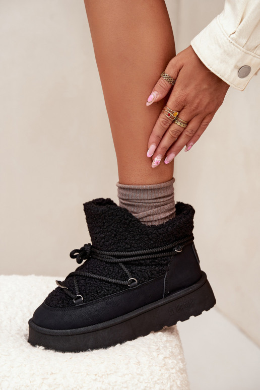 sniega apavi  ar platformu ar kažokādu Typu Baranek Big Star SS274109 Melns sniega apavi  ar platformu ar kažokādu Typu Baranek Big Star SS274109 Melns