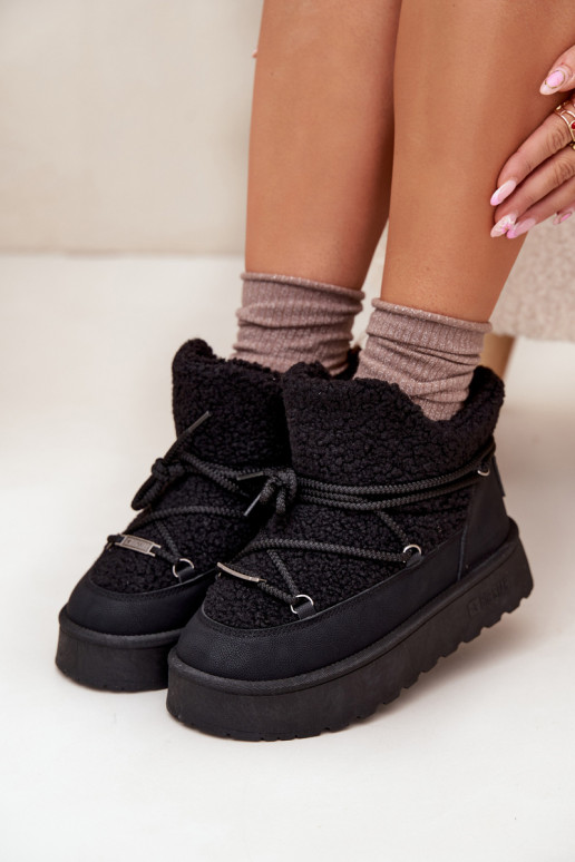 sniega apavi  ar platformu ar kažokādu Typu Baranek Big Star SS274109 Melns sniega apavi  ar platformu ar kažokādu Typu Baranek Big Star SS274109 Melns