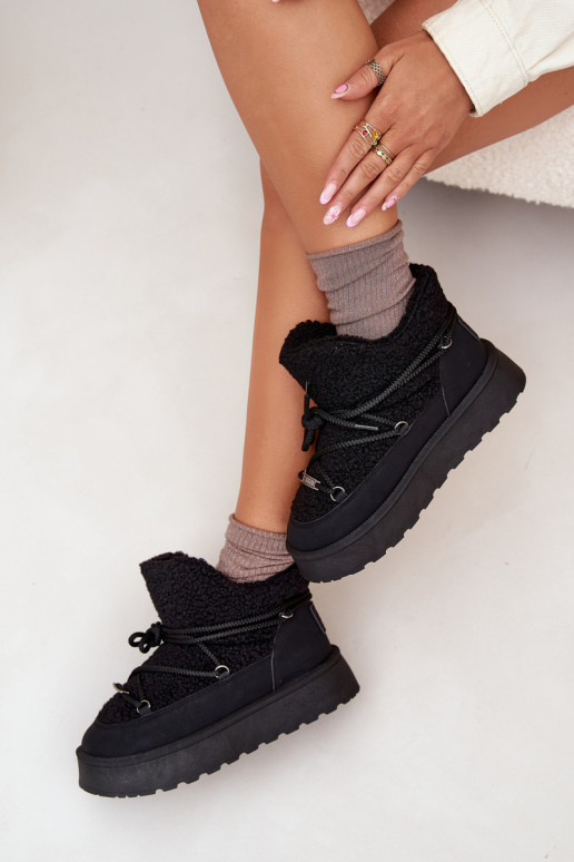 sniega apavi  ar platformu ar kažokādu Typu Baranek Big Star SS274109 Melns sniega apavi  ar platformu ar kažokādu Typu Baranek Big Star SS274109 Melns