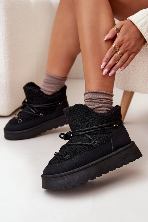 sniega apavi  ar platformu ar kažokādu Typu Baranek Big Star SS274109 Melns sniega apavi  ar platformu ar kažokādu Typu Baranek Big Star SS274109 Melns