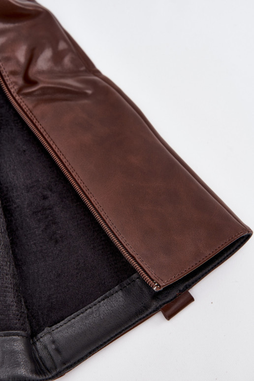 Sieviešu garie zābaki uz zema papēža, siltināti, brūnā krāsā Averna