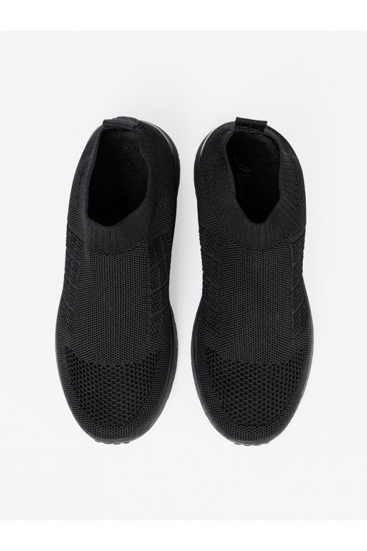 Melns sporta apaviy slip-on z siateczkową cholewką