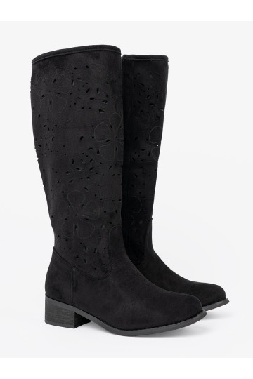 zamšādas Melnas krāsas garie zābaki przed kolano 2