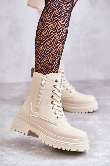 Sieviešu puszābaki no dabīgas ādas siltināti Ziloņkaula krāsas Dorchen