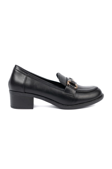 Melns Sieviešu zābaki z elegancką sprzączką