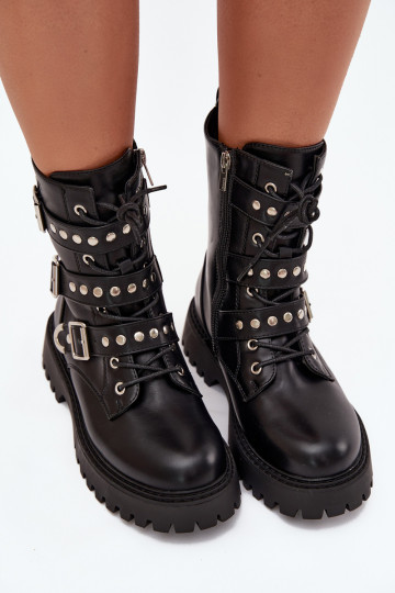 siltināti zābaki Ar svītrām I ar sprādzēmmi Big Star OO274707 Melns