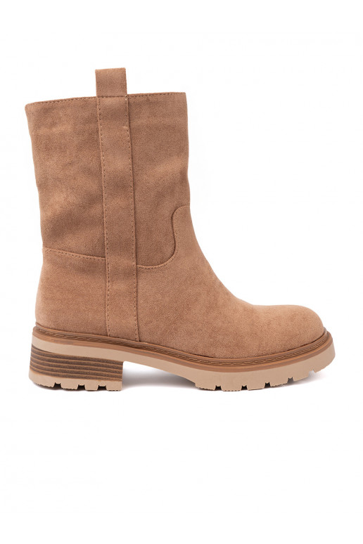 Minimalistyczne zābaki kamelowe z miękkiego zamszu Minimalistyczne zābaki kamelowe z miękkiego zamszu