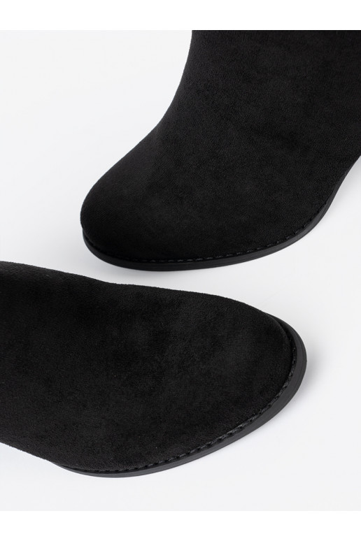 Melns sieviešu zābaki z elegancką sprzączką