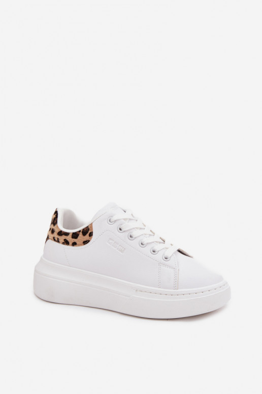 Sieviešu baltas sneakers stila kurpes ar platformu Big Star SS274247 un leoparda kažokā