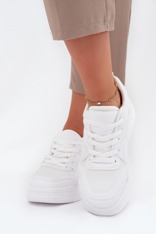 Sieviešu baltas sneakers stila kurpes ar platformu Big Star SS274590 HI-POLY SYSTEM