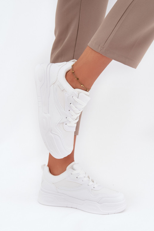 Sieviešu baltas sneakers stila kurpes ar platformu Big Star SS274590 HI-POLY SYSTEM