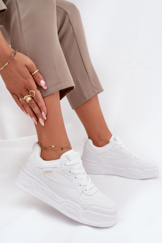 Sieviešu baltas sneakers stila kurpes ar platformu Big Star SS274590 HI-POLY SYSTEM
