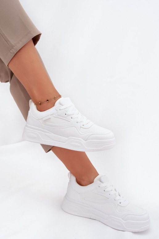 Sieviešu baltas sneakers stila kurpes ar platformu Big Star SS274590 HI-POLY SYSTEM