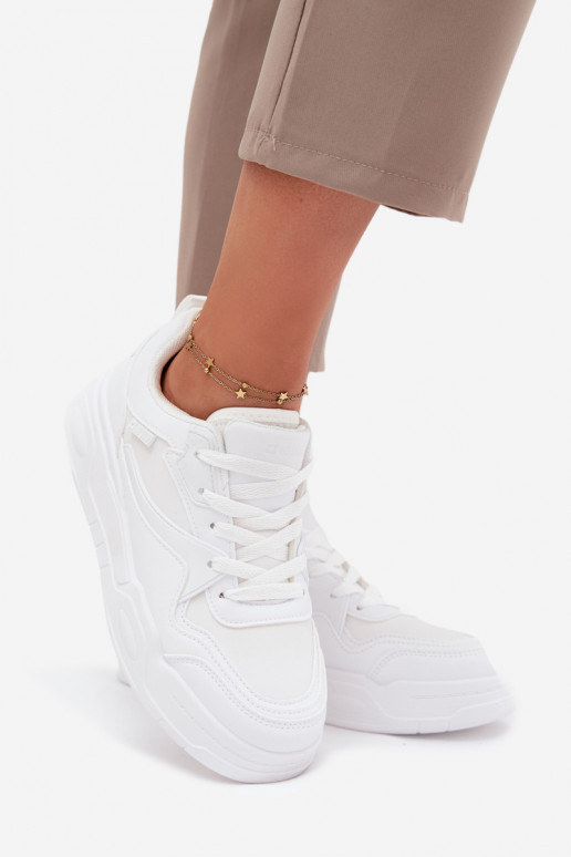 Sieviešu baltas sneakers stila kurpes ar platformu Big Star SS274590 HI-POLY SYSTEM