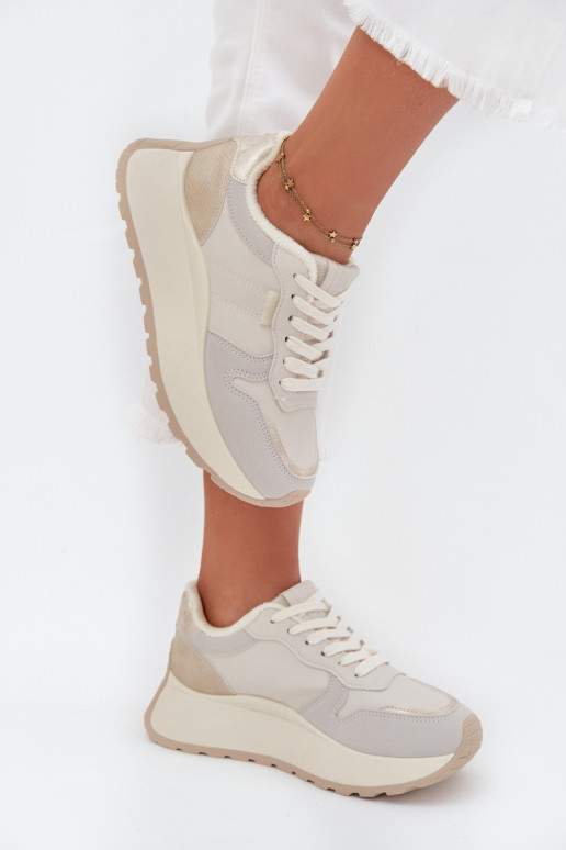 siltināti  modeļa apavi  ar platformu Big Star SS274008 HI-POLY SYSTEM Ziloņkaula krāsas