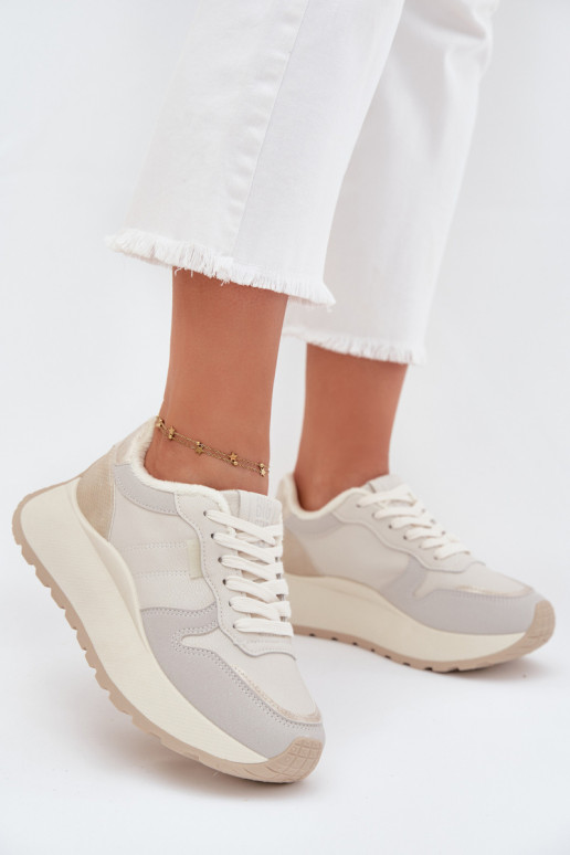 siltināti  modeļa apavi  ar platformu Big Star SS274008 HI-POLY SYSTEM Ziloņkaula krāsas