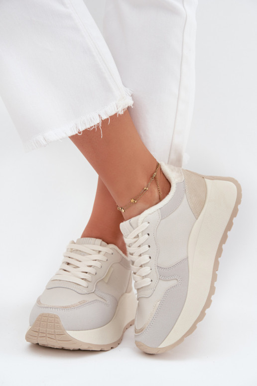 siltināti  modeļa apavi  ar platformu Big Star SS274008 HI-POLY SYSTEM Ziloņkaula krāsas