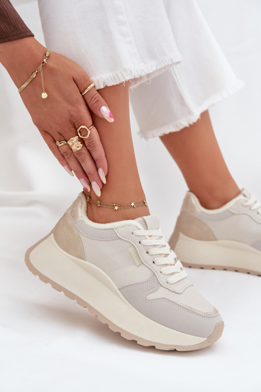 siltināti  modeļa apavi  ar platformu Big Star SS274008 HI-POLY SYSTEM Ziloņkaula krāsas