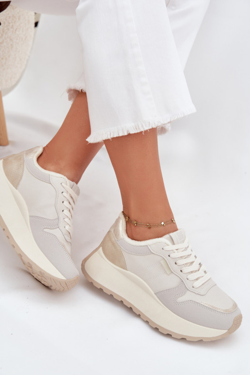 siltināti  modeļa apavi  ar platformu Big Star SS274008 HI-POLY SYSTEM Ziloņkaula krāsas