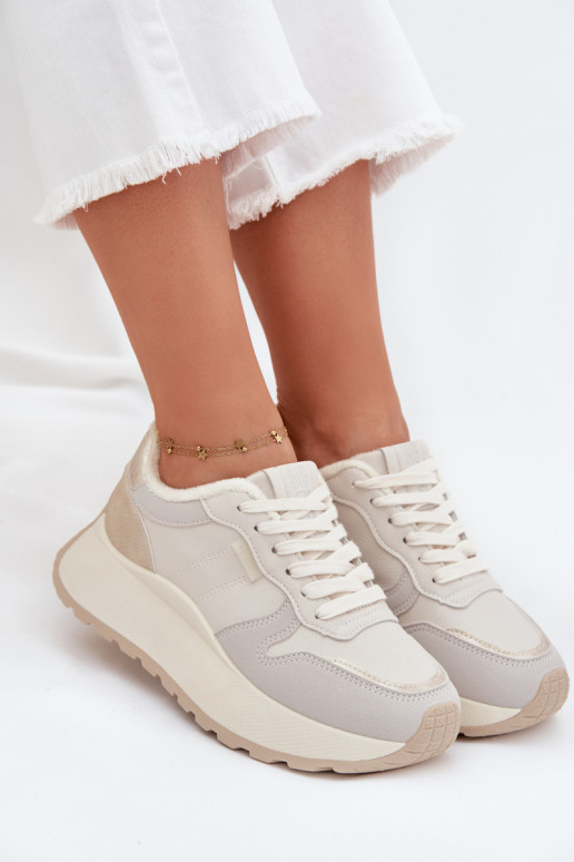 siltināti  modeļa apavi  ar platformu Big Star SS274008 HI-POLY SYSTEM Ziloņkaula krāsas