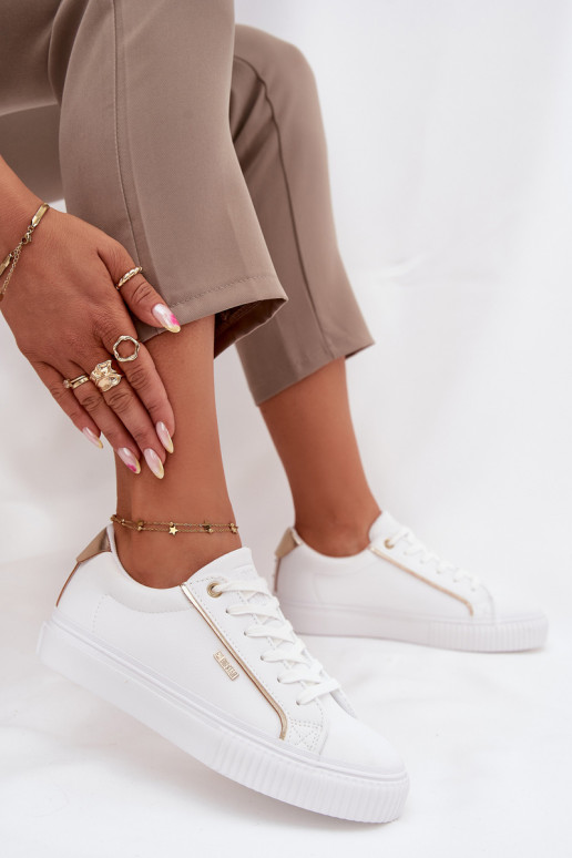   modeļa apavi no eko ādas Big Star SS274026 Baltas-Zelta krāsas