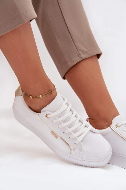   modeļa apavi no eko ādas Big Star SS274026 Baltas-Zelta krāsas