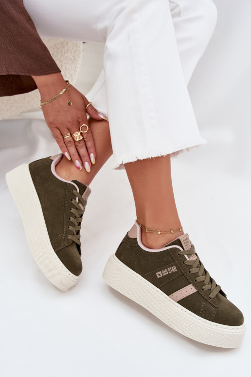  modeļa apavi  ar platformu Big Star SS274349 Zaļas krāsas