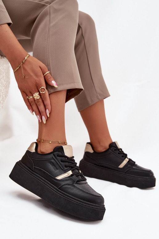 Sieviešu melnas krāsas sneakers stila kurpes ar platformu Big Star SS274360