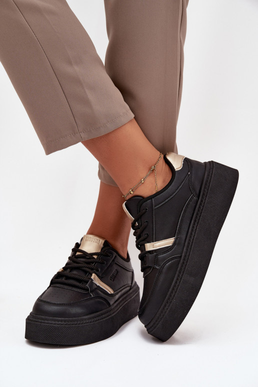 Sieviešu melnas krāsas sneakers stila kurpes ar platformu Big Star SS274360