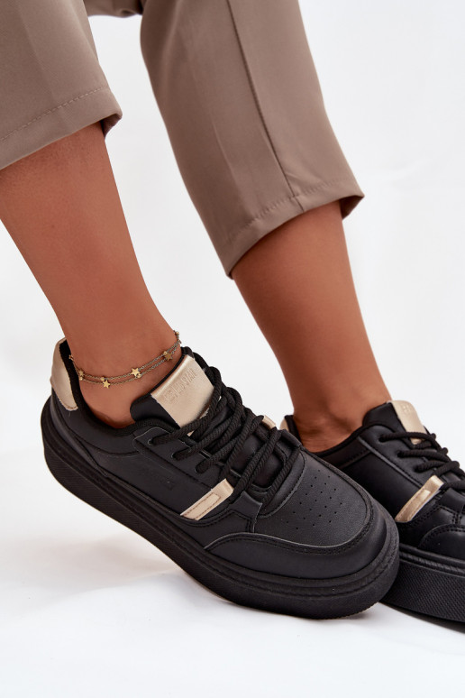 Sieviešu melnas krāsas sneakers stila kurpes ar platformu Big Star SS274360