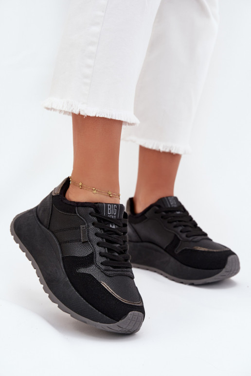 siltināti  modeļa apavi  ar platformu Big Star SS274007 HI-POLY SYSTEM Melns