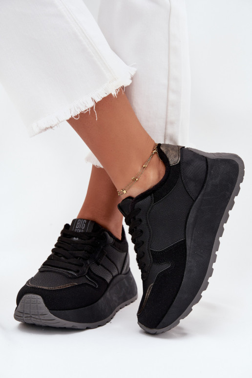 siltināti  modeļa apavi  ar platformu Big Star SS274007 HI-POLY SYSTEM Melns