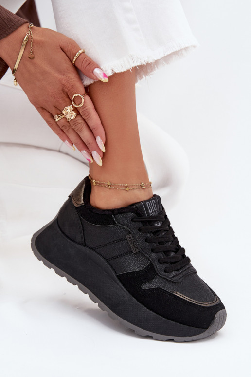 siltināti  modeļa apavi  ar platformu Big Star SS274007 HI-POLY SYSTEM Melns