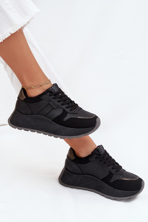 siltināti  modeļa apavi  ar platformu Big Star SS274007 HI-POLY SYSTEM Melns