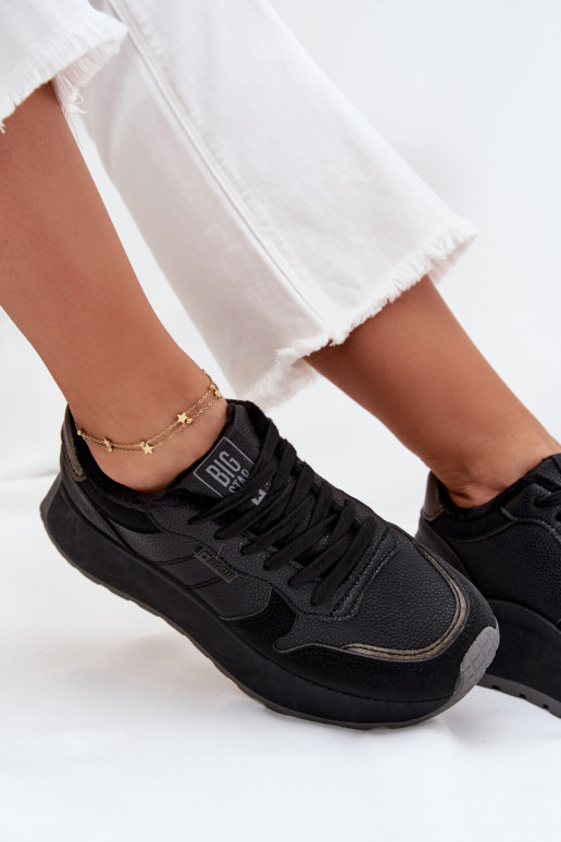 siltināti  modeļa apavi  ar platformu Big Star SS274007 HI-POLY SYSTEM Melns