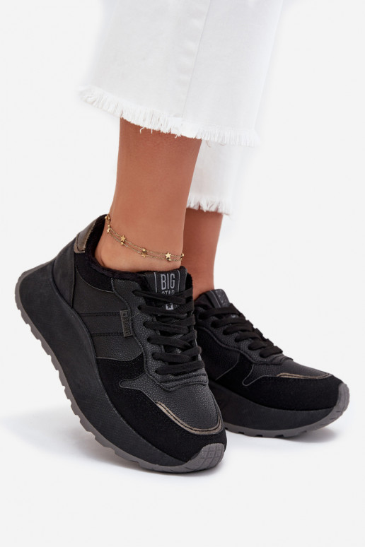 siltināti  modeļa apavi  ar platformu Big Star SS274007 HI-POLY SYSTEM Melns