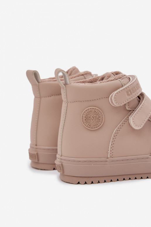 siltināti  modeļa puszābaki Bērnu apavi ar lipīgām aizdarēm Big Star SS374072 smilšu krāsas