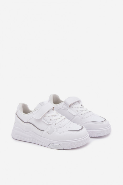 Bērnu baltas krāsas sneakers stila kurpes ar lipīgajiem aizdariem Big Star SS374042