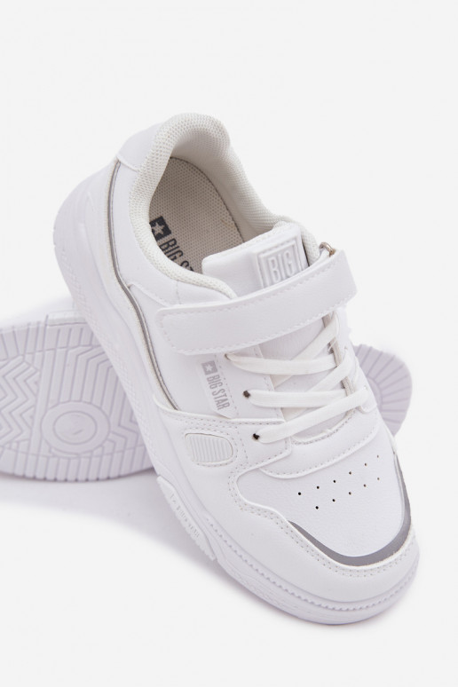 Bērnu baltas krāsas sneakers stila kurpes ar lipīgajiem aizdariem Big Star SS374042