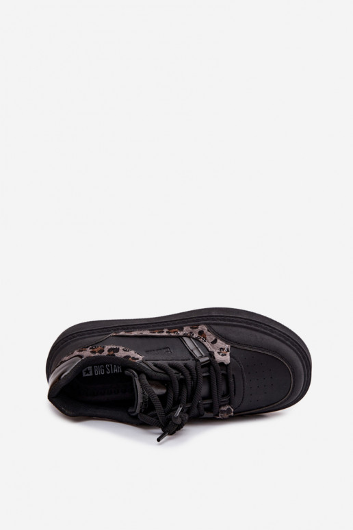   modeļa apavi ar platformu Big Star SS274358 ar leoparda kažokādas rakstu Melns