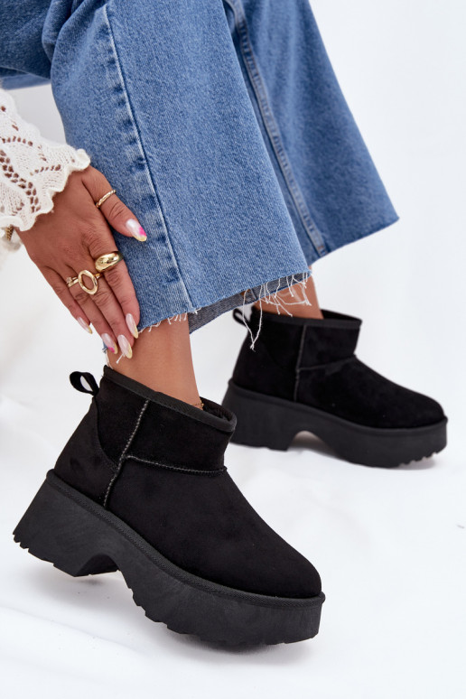 sniega apavi   siltināti ar kažokādu Melns Mavelle sniega apavi   siltināti ar kažokādu Melns Mavelle