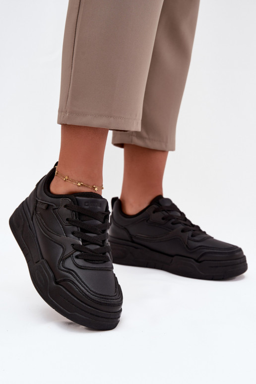 Mātu melni Sneakers modeļa apavi ar platformu Big Star SS274589 HI-POLY SYSTEM
