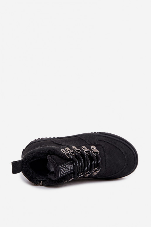 pārgājienu zābaki apavi Bērnu apavi siltināti Big Star SS374075 Melns