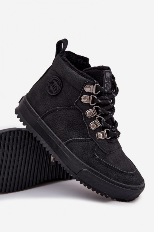 pārgājienu zābaki apavi Bērnu apavi siltināti Big Star SS374075 Melns