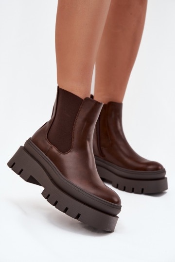 siltināti stilīgi puszābaki  ar platformu Czekoladowe Ismira