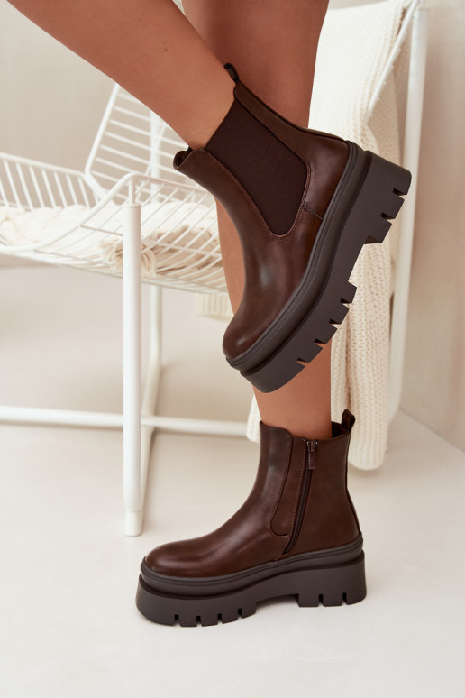 siltināti stilīgi puszābaki  ar platformu Czekoladowe Ismira