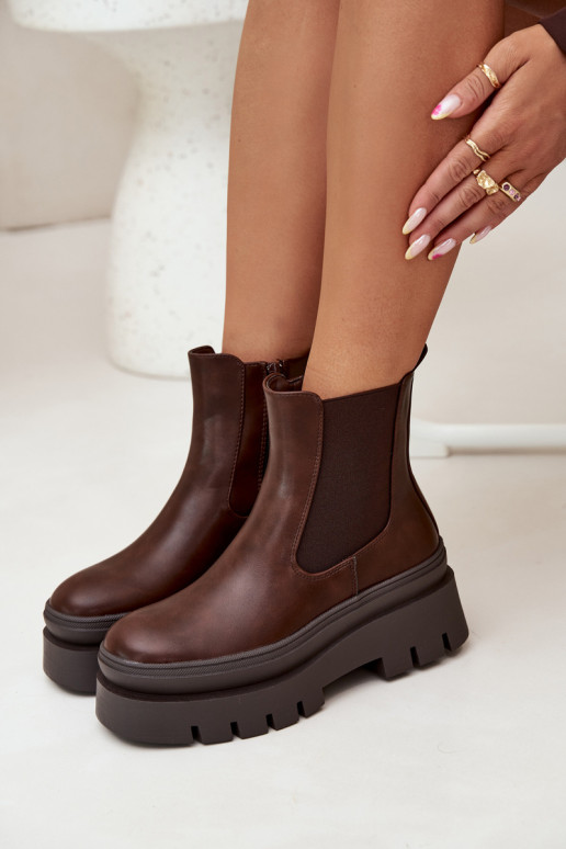 siltināti stilīgi puszābaki  ar platformu Czekoladowe Ismira