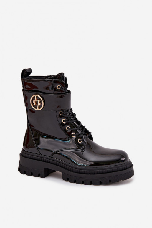 Laque zābaki  Ze Zelta krāsasm Detalem siltināti Melns Fiorena Laque zābaki  Ze Zelta krāsasm Detalem siltināti Melns Fiorena