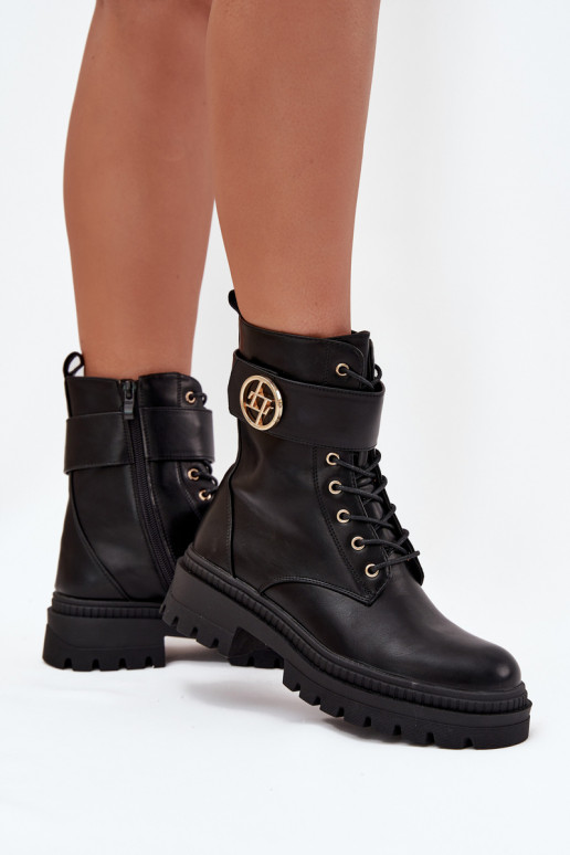 zābaki  Ze Zelta krāsasm Detalem siltināti Melns Fiorena zābaki  Ze Zelta krāsasm Detalem siltināti Melns Fiorena